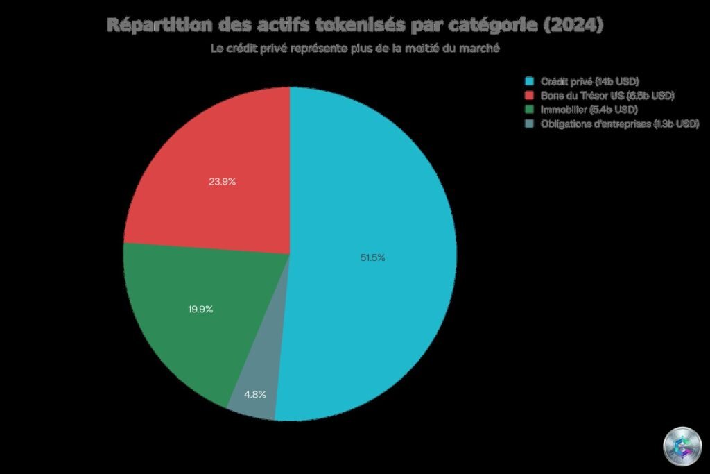 Distribution of tokenized assets by category in 2024