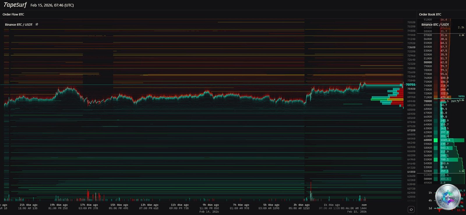Bitcoin Binance Liquidity Heatmap – February 2026