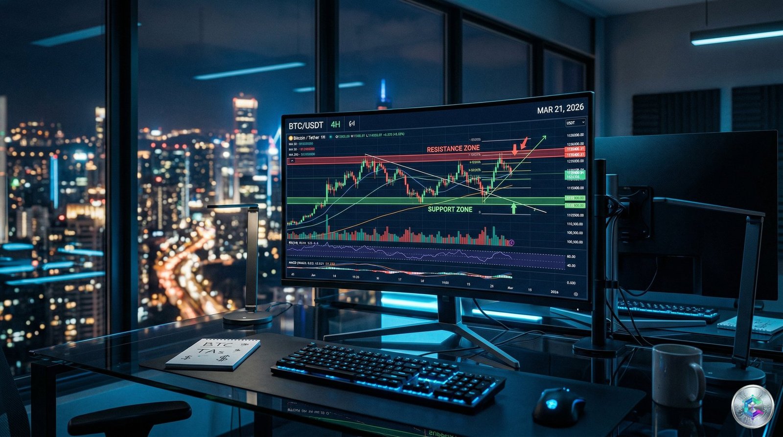 Bitcoin BTC/USDT Liquidity Heatmap Binance TapeSurf