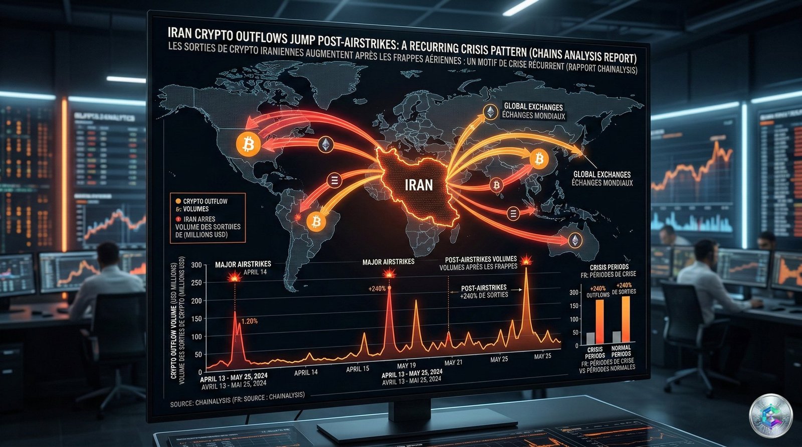 Iran crypto outflows airstrikes 2026