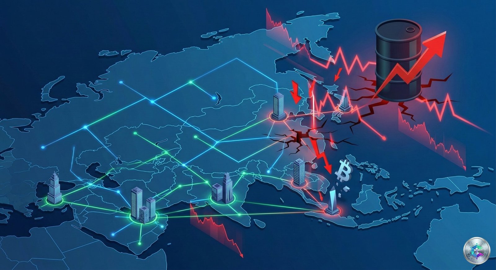 Bitcoin and oil price chart - Correlation March 2026