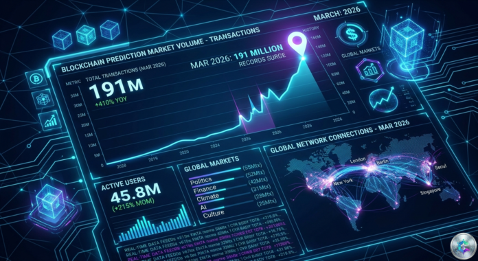 Prediction markets blockchain crypto record March 2026