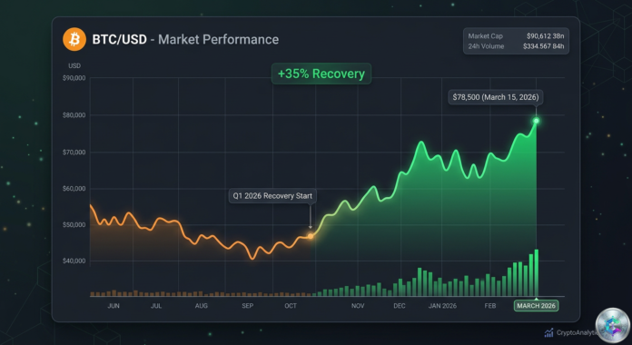 Bitcoin price chart showing recovery signal March 2026