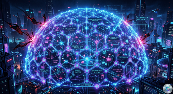 Naoris Protocol post-quantum blockchain mainnet launch, quantum-resistant cryptography visualization