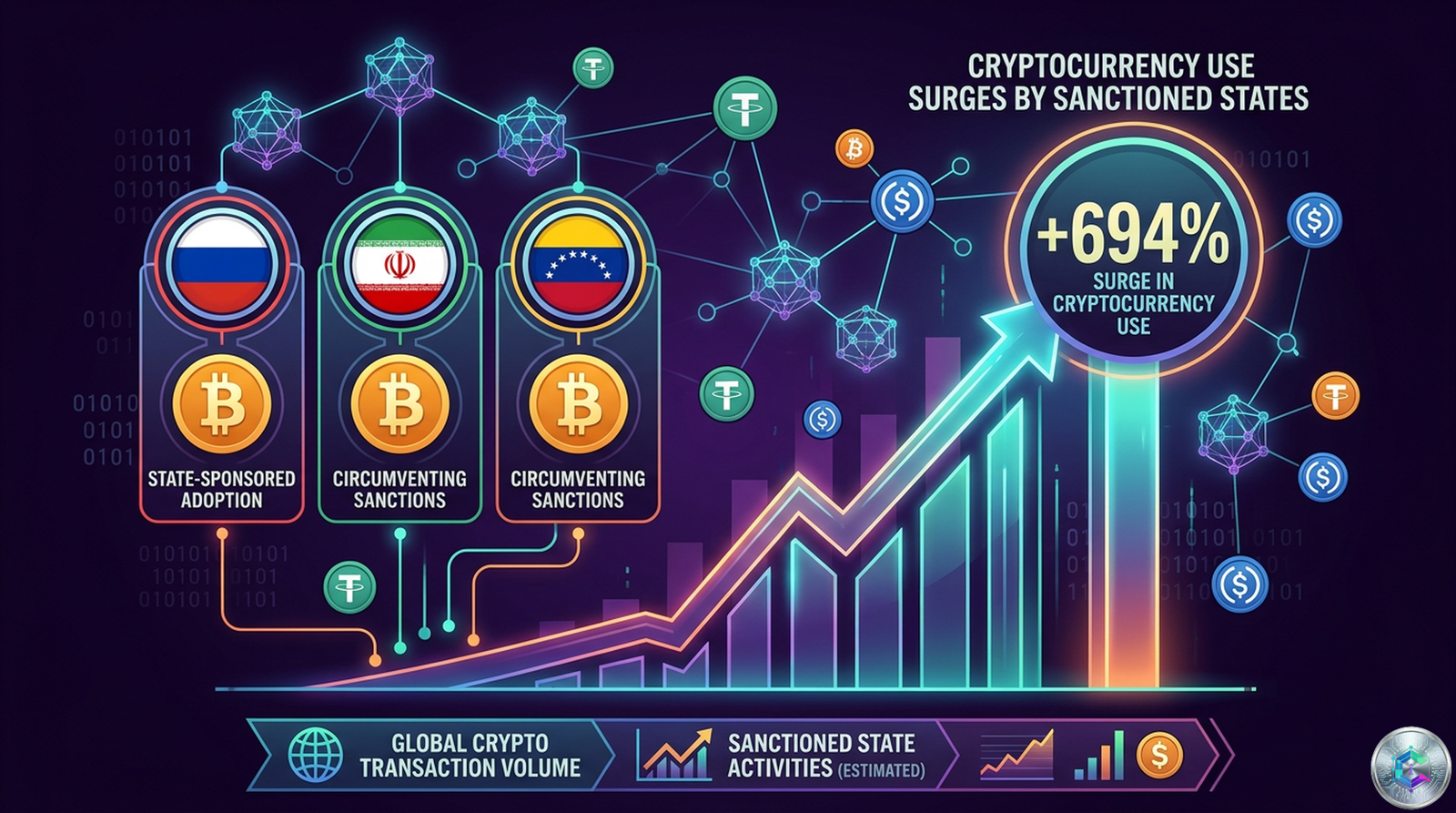 Crypto sanctions infographic 694 percent surge