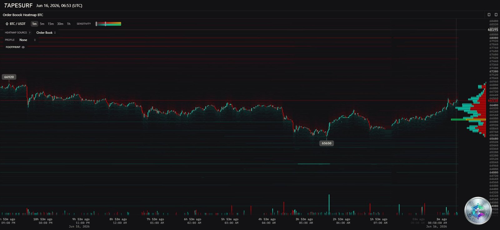 Bitcoin Order Book Heatmap - Liquidity June 2026