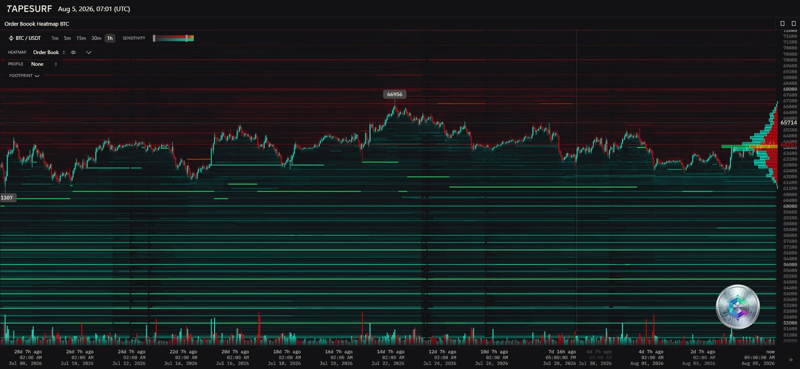 Bitcoin order book heatmap