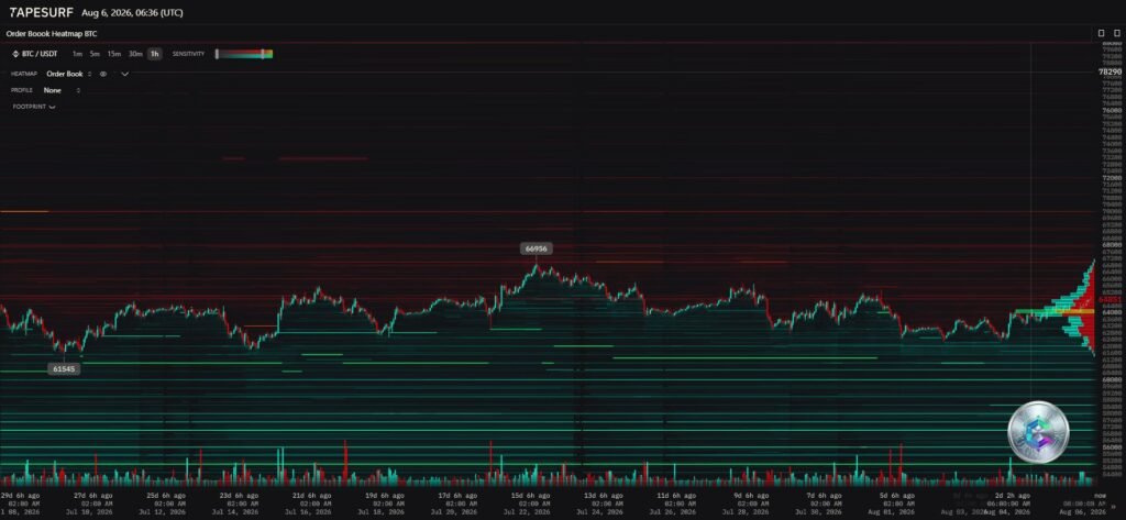 Heatmap du carnet d'ordres BTCUSDT