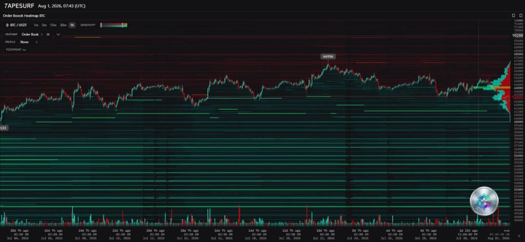 BTC/USDT order book heatmap