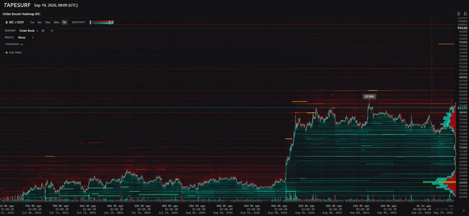 BTC/USDT order-book heatmap